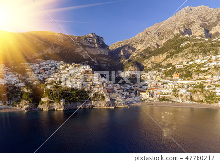 View of Positano village along Amalfi Coast in Italy View of Positano village along Amalfi Coast in Italy 47760212
