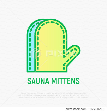Sauna mittens thin line icon 47760213