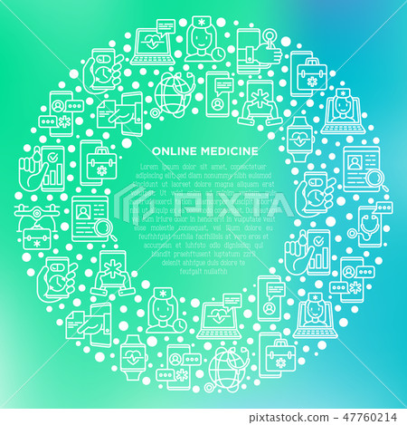 Online medicine, telemedicine concept in circle 47760214