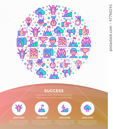 Success concept in circle thin line icons 47760241