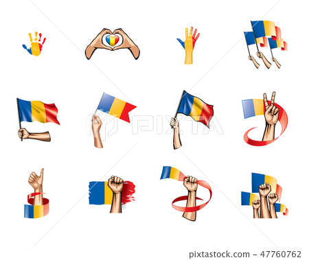 Chad flag and hand on white background. Vector illustration 47760762