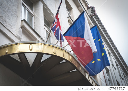 Czech and EU flags 47762717