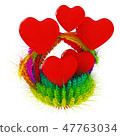 Heart in colored basket of the ears of wheat. 47763034