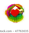 Heart in colored basket of the ears of wheat. 47763035