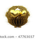 Golden Heart in golden basket of the ears of wheat 47763037