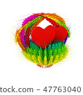 Heart in colored basket of the ears of wheat 47763040