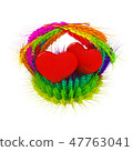 Heart in colored basket of the ears of wheat 47763041