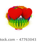 Heart in colored basket of the ears of wheat 47763043