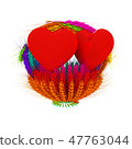 Heart in colored basket of the ears of wheat 47763044
