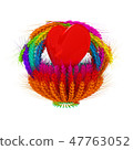 Heart in colored basket of the ears of wheat. 47763052