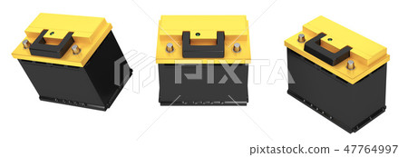 3D rendering. Car battery on white background. 47764997