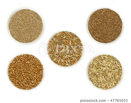Bread spice mixture surrounded by ingredients 47765055