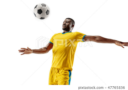Professional african football soccer player isolated on white background Professional african football soccer player isolated on white background 47765836