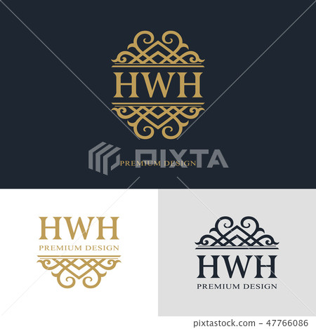 Monogram template logo. Letter emblem sing HWH - Stock Illustration ...