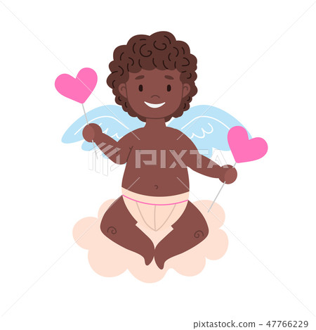 Isolated black african cupid with lollipops Isolated black african cupid with lollipops 47766229