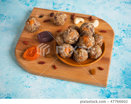 Fruit Energy Protein Balls, selective focus. Fruit Energy Protein Balls, selective focus. 47766602
