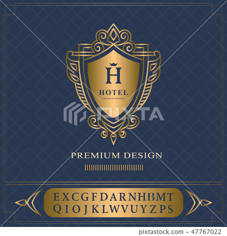 Monogram Elegant logo. English letters gold emblem 47767022