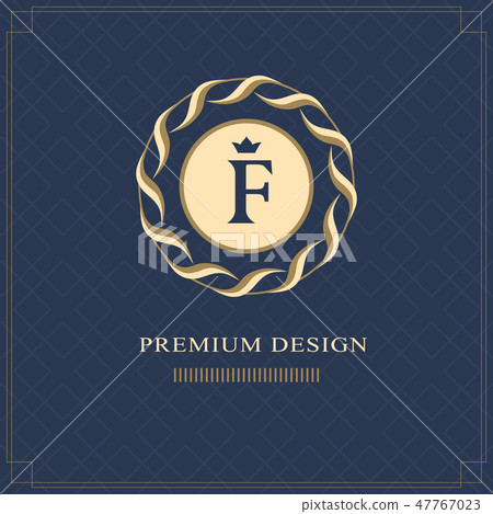 Emblem of the weaving circle. Monogram Letter F 47767023