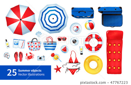 Vector summertime illustration set of beach items  47767223