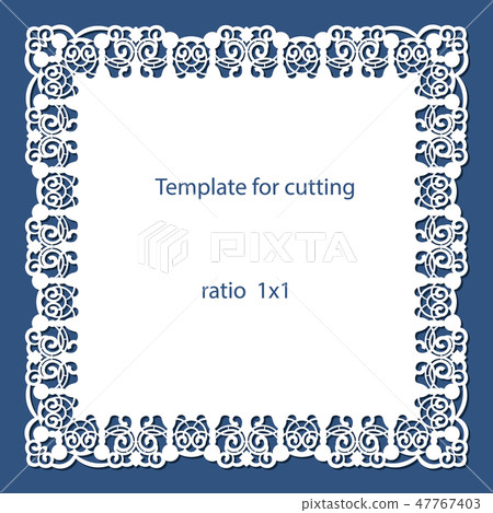 Greeting card with openwork border, paper doily Greeting card with openwork border, paper doily 47767403