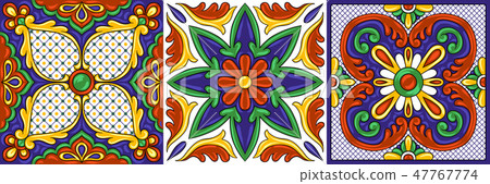 Mexican talavera ceramic tile pattern. Ethnic folk ornament. Mexican talavera ceramic tile pattern. Ethnic folk ornament. 47767774