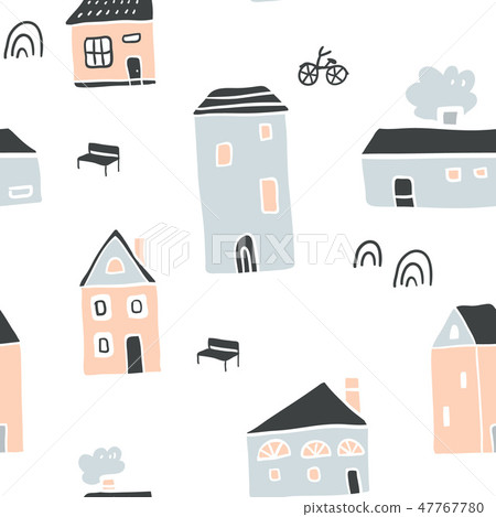 Seamless pattern with  stylish scandinavian houses 47767780