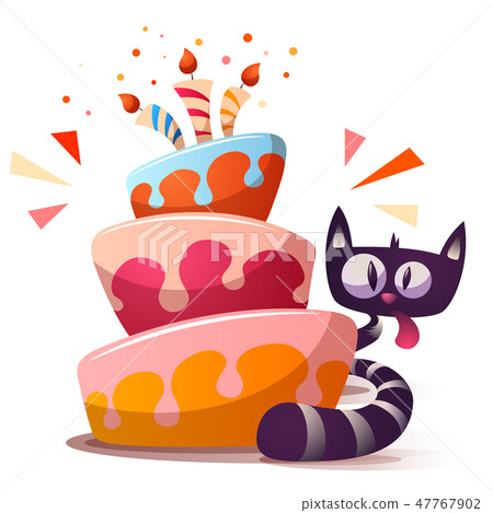 Cute little cat with cake 47767902