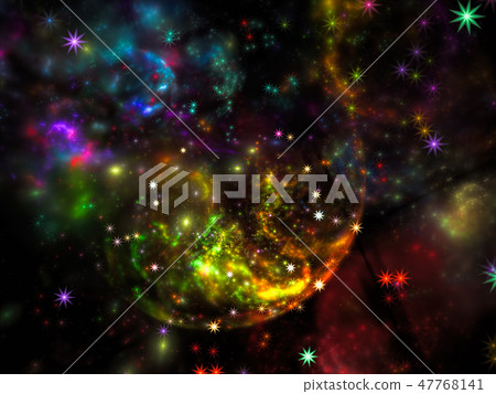 Abstract fractal sky or nebula - digitally generated blurred image 47768141
