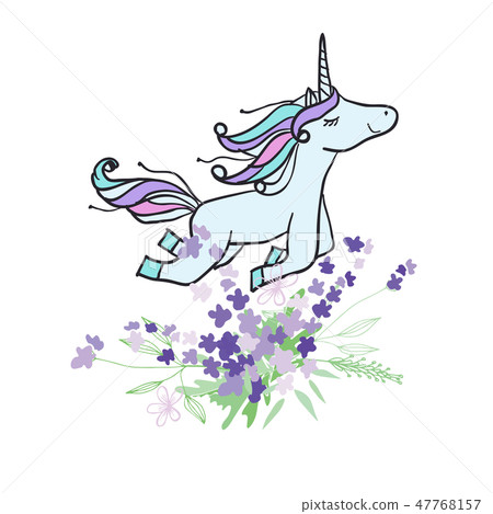 Retro style Illustration with flowers and animal 47768157