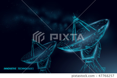 Polygonal radar antenna space defence abstract technology concept. Scanning detect military danger 47768257