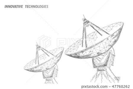 Polygonal radar antenna space defence abstract technology concept. Scanning detect military danger 47768262