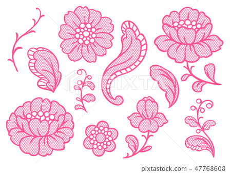Set of lace flowers. Vintage textile. 47768608