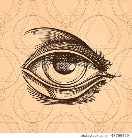 Hand drawn sketch Eye of Providence. All seeing... - Stock Illustration ...