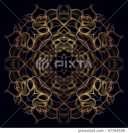 Elegant abstract background with a gold pattern on a black background. 47769598