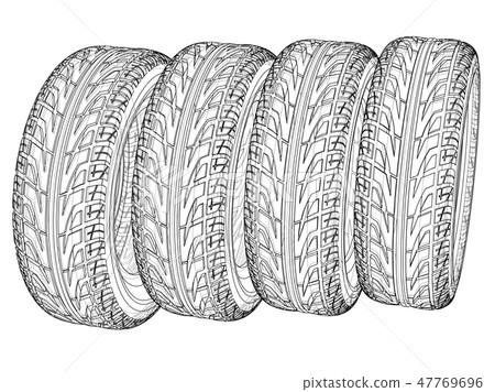 Car tires concept. Vector rendering of 3d Car tires concept. Vector rendering of 3d 47769696