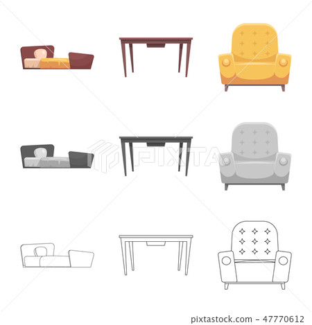 Isolated object of furniture and apartment icon. Collection of furniture and home stock vector 47770612