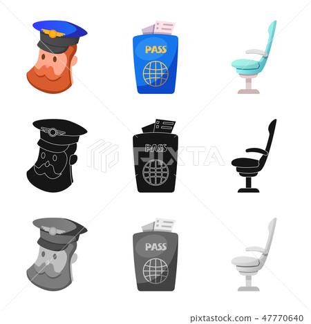 Isolated object of airport and airplane icon. Set of airport and plane stock vector illustration. 47770640