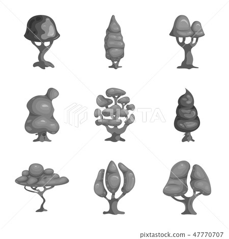 Vector illustration of tree and nature sign. Set of tree and crown stock symbol for web. Vector illustration of tree and nature sign. Set of tree and crown stock symbol for web. 47770707