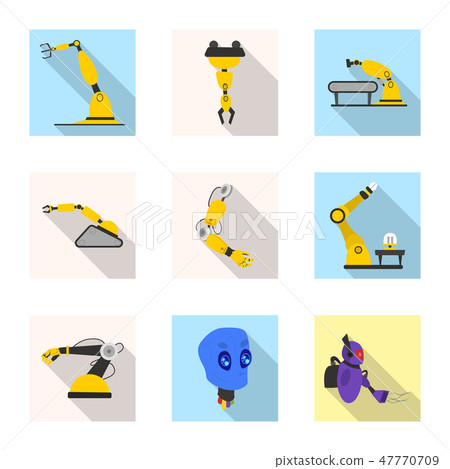 Isolated object of robot and factory sign. Collection of robot and space vector icon for stock. Isolated object of robot and factory sign. Collection of robot and space vector icon for stock. 47770709