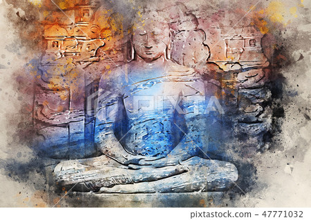 Sitting Buddha in Polonnaruwa ruin complex Gal Vihara 47771032