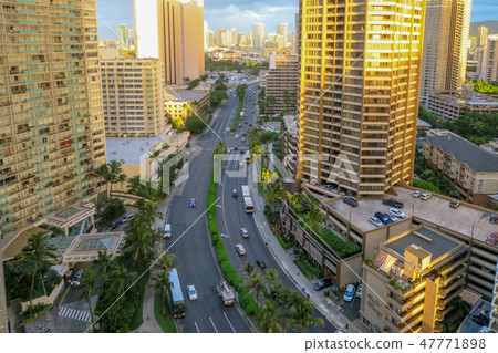 從Grand·Waikikian的陽台上看到的Ala Moana街 從Grand·Waikikian的陽台上看到的Ala Moana街 47771898