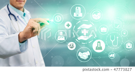 Doctor with health insurance healthcare graphic. 47773827