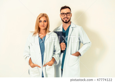 Confident doctor team on a white background. Confident doctor team on a white background. 47774122