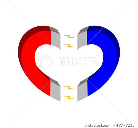 red and blue magnets in heart shape. red and blue magnets in heart shape. 47777233
