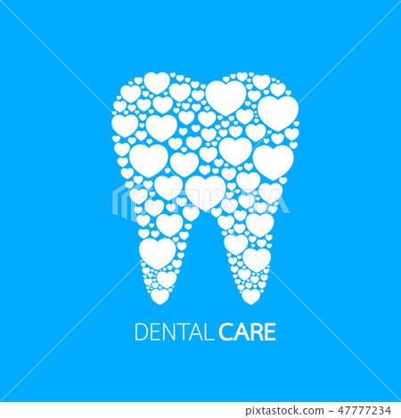 White heart shape fill in tooth,  47777234