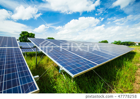 Solar panel on blue sky background Solar panel on blue sky background 47778258