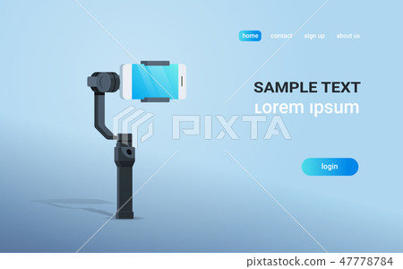 3-axis new generation stabilizer for smartphone device mobile gimbal and smart phone copy space flat 47778784