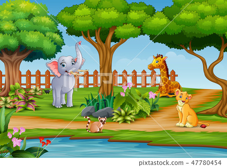 Wild animal group enjoying on the nature 47780454