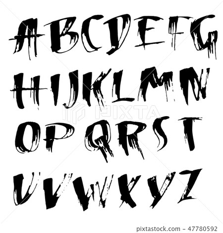 Grungy modern dry brush lettering. Handdrawn... - Stock Illustration ...