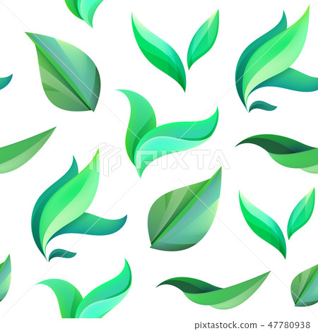 Vector seamless green leaves, tea pattern background 47780938